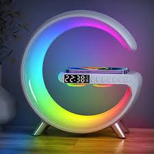 G Lamp LED Lamp Bedside Table Alarm Clock Bluetooth Speaker Wireless Charger Music Home Decor Table Lamp Smart Lamp for Home Girl Gift